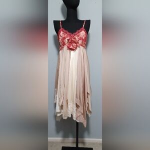 🍒 Boho Vintage Layered Lace Wedding Upcycled Slip Dress